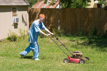 teenager mowing the lawn 5