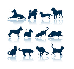 dogs and cats silhouettes