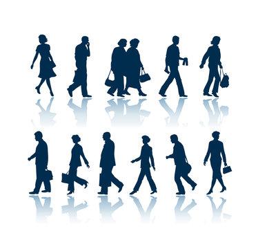 walking people silhouettes