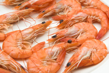 plate of cooked prawns