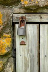 padlock on old door