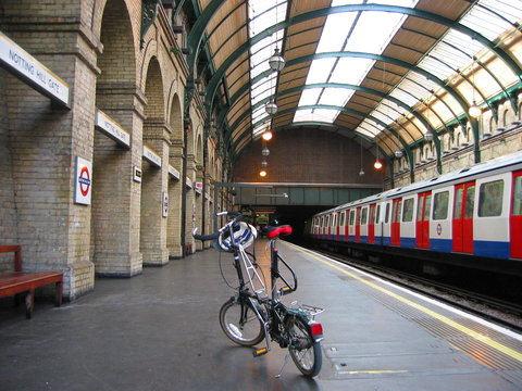 London Tube Station With Foldable Bicycle