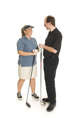 couple with golf club