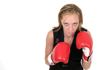 beautiful business woman in boxing gloves 8b