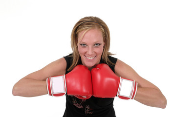 beautiful business woman in boxing gloves 7