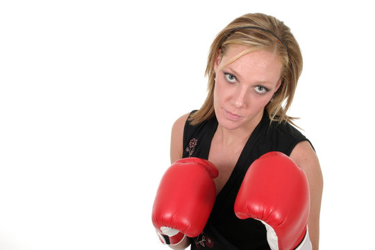 beautiful business woman in boxing gloves 9b