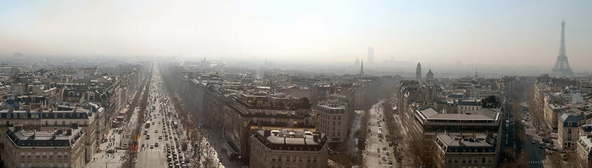 paris landscape from the top of triumph arch