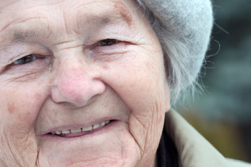 close-up of an elderly woman