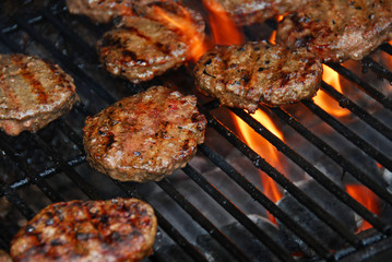 hamburgers on barbeque