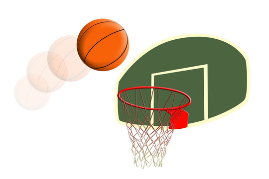 orange basketball shot towards hoop clip art preview