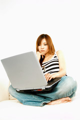 asian girl with laptop