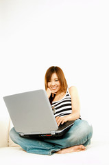 asian girl with laptop