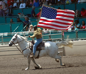 cowgirl  & flag