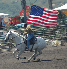 cowgirl  & flag