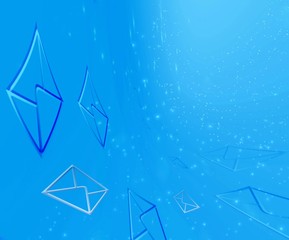 blue background with fly letters