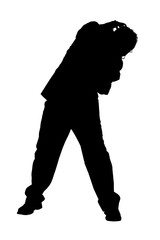 silhouette of cowering business man