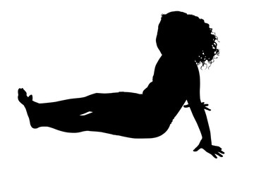 silhouette with clipping path of girl sitting on f