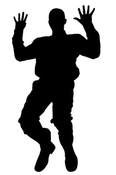 Silhouette With Clipping Path Of Man Falling