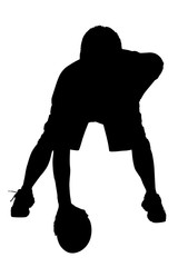 silhouette with clipping path of football player