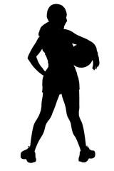 Fototapeta na wymiar silhouette with clipping path of woman with basket