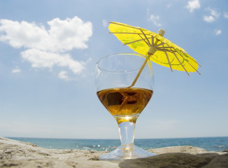 glass with a wine cocktail