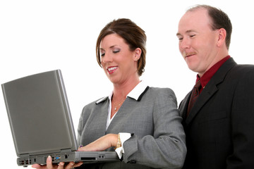 Obraz premium business couple with laptop computer