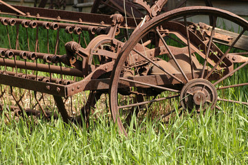 weathered farm machinery