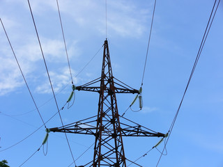 high voltage power transmission tower