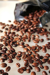 grains de café étalés