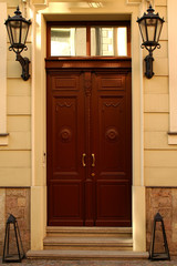 classic doorway with lanterns in old city