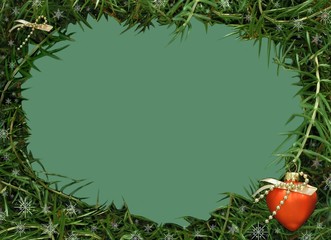 christmas frame. green pine