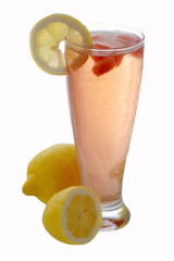 glass of lemonade with raspberry ice (isolated)