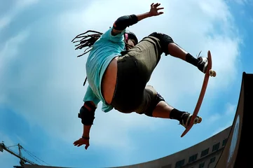 Afwasbaar fotobehang skateboarden © Ronen