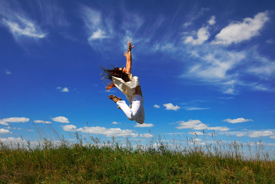 girl jump into the heaven