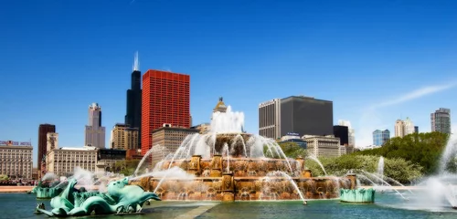 Papier Peint photo Chicago fontaine de buckingham, chicago ilinois