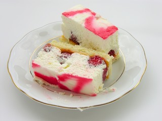 biscuit pie and strawberry filling and cream