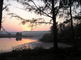 sunset on the river