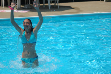 refreshing dip in pool