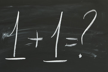 arithmetic(focus on the center of the blackboard)