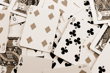 scattered playing cards