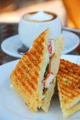 Zelfklevend Fotobehang grilled sandwich © Elenathewise