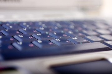 the keyboard with small depth of sharpness