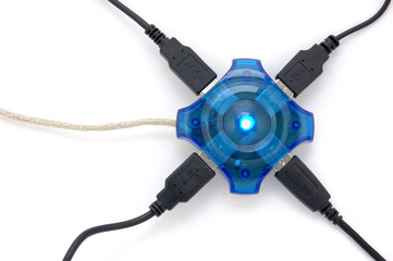 connected usb hub with blue light