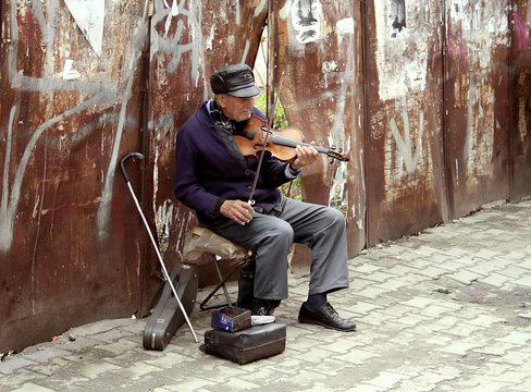a singer in the street