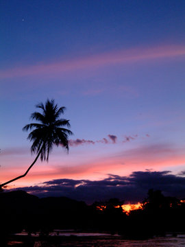 coucher de soleil, laos