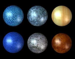 six textural 3d spheres