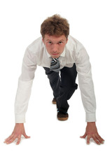 businessman on starting blocks