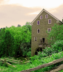 water wheel landscape