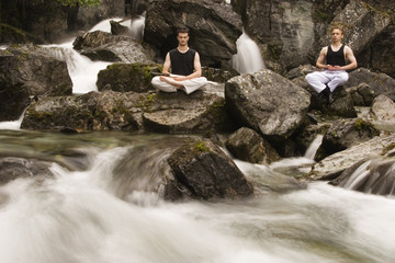 two guys meditating