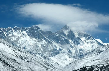 Fotobehang Lhotse oostelijke muur van de berg everest